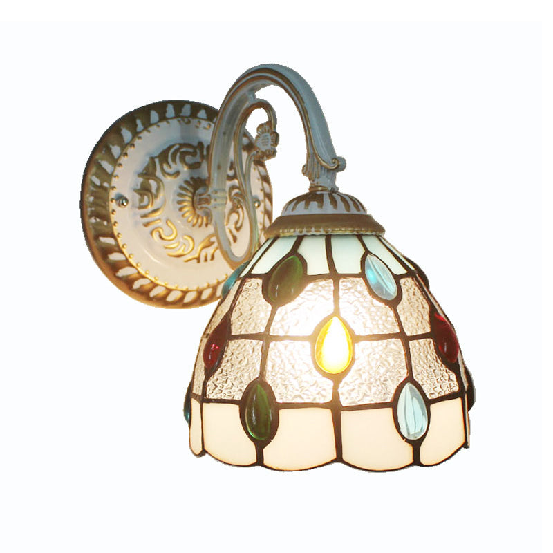 Lisslune | 1-Head Shade Wall Lamp Tiffany Style Handmade Glass Wall Lamp for Living Room