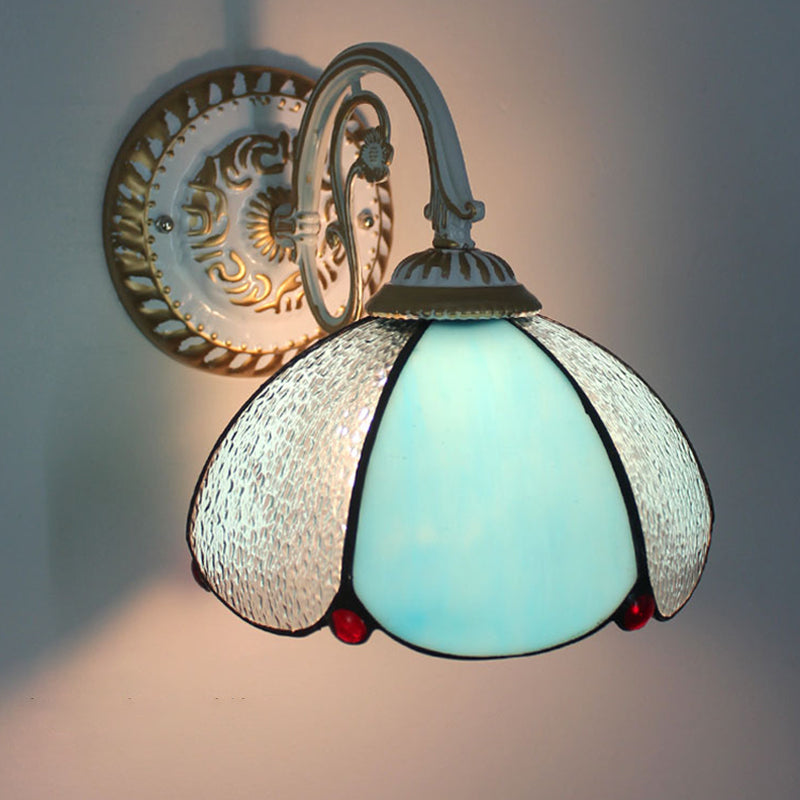 Lisslune | 1-Head Shade Wall Lamp Tiffany Style Handmade Glass Wall Lamp for Living Room