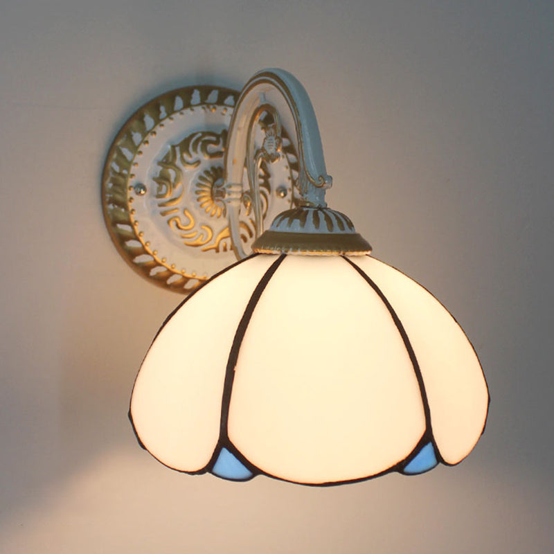 Lisslune | 1-Head Shade Wall Lamp Tiffany Style Handmade Glass Wall Lamp for Living Room