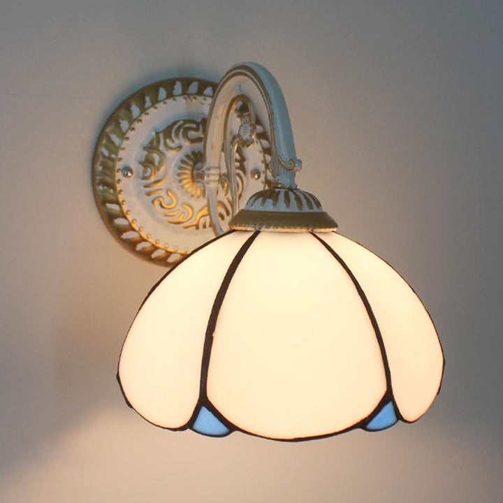 Lisslune | 1-Head Shade Wall Lamp Tiffany Style Handmade Glass Wall Lamp for Living Room