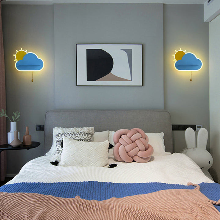 Lisslune | Kids Sunrise Vase Wall Lamp Acrylic Bedroom LED Wall Lamp with Pull Chain Switch