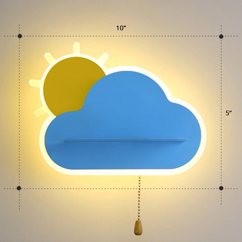 Lisslune | Kids Sunrise Vase Wall Lamp Acrylic Bedroom LED Wall Lamp with Pull Chain Switch