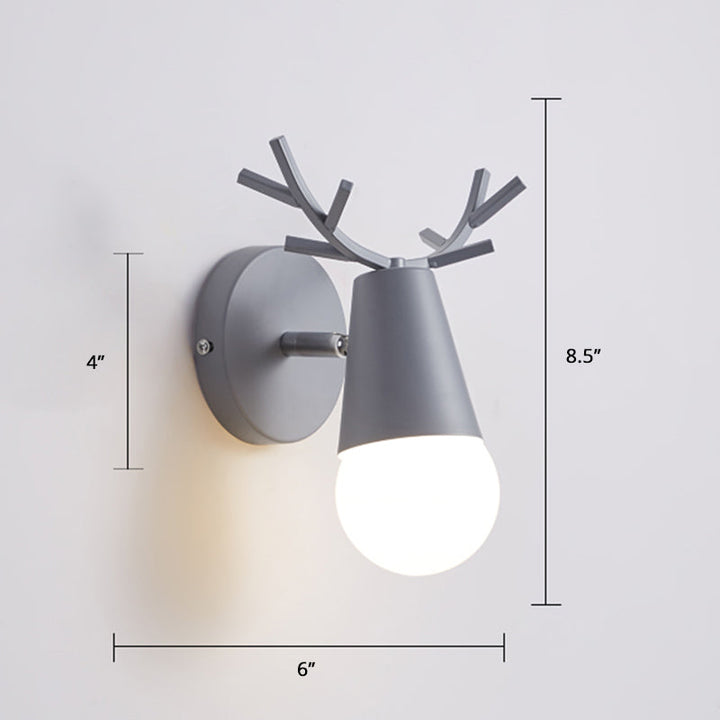 Lisslune | Antler Nightstand Reading Wall Lamp Metal 1 Bulb Minimalist Wall Lamp with Pivot Joint