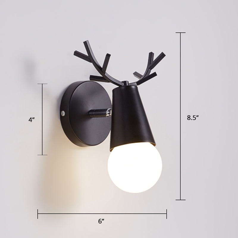 Lisslune | Antler Nightstand Reading Wall Lamp Metal 1 Bulb Minimalist Wall Lamp with Pivot Joint