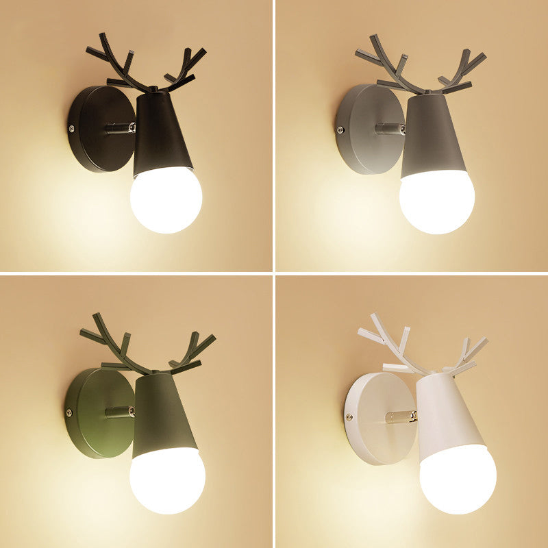 Lisslune | Antler Nightstand Reading Wall Lamp Metal 1 Bulb Minimalist Wall Lamp with Pivot Joint