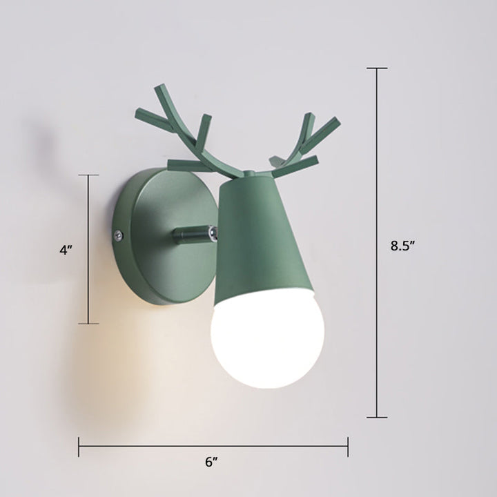Lisslune | Antler Nightstand Reading Wall Lamp Metal 1 Bulb Minimalist Wall Lamp with Pivot Joint