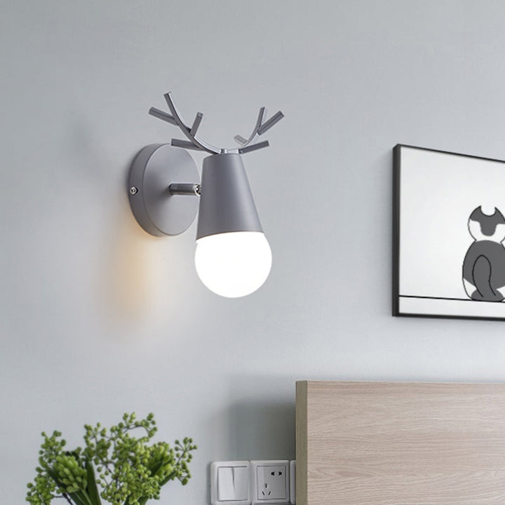 Lisslune | Antler Nightstand Reading Wall Lamp Metal 1 Bulb Minimalist Wall Lamp with Pivot Joint