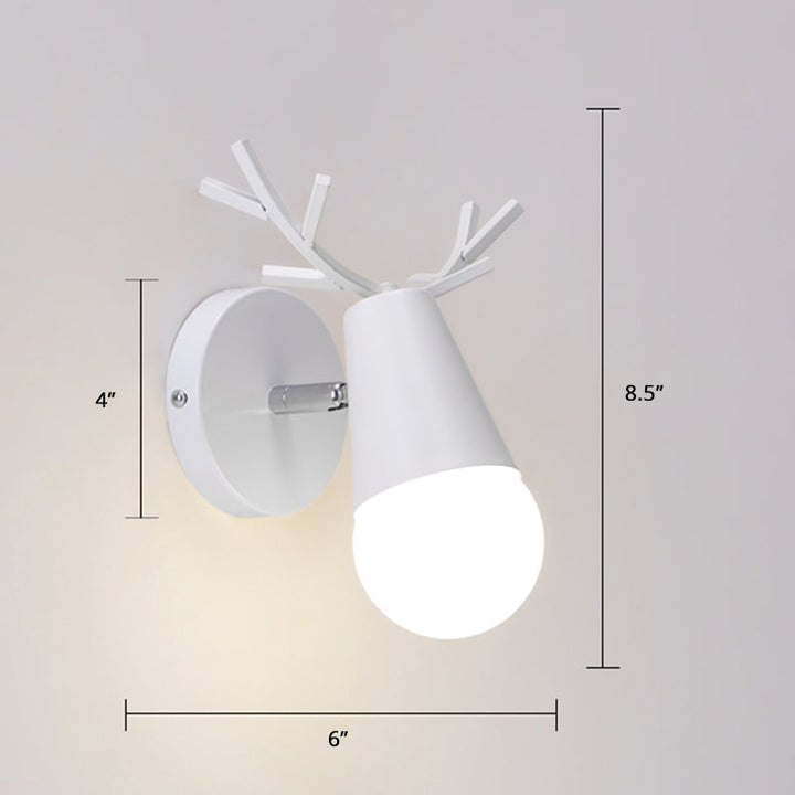 Lisslune | Antler Nightstand Reading Wall Lamp Metal 1 Bulb Minimalist Wall Lamp with Pivot Joint