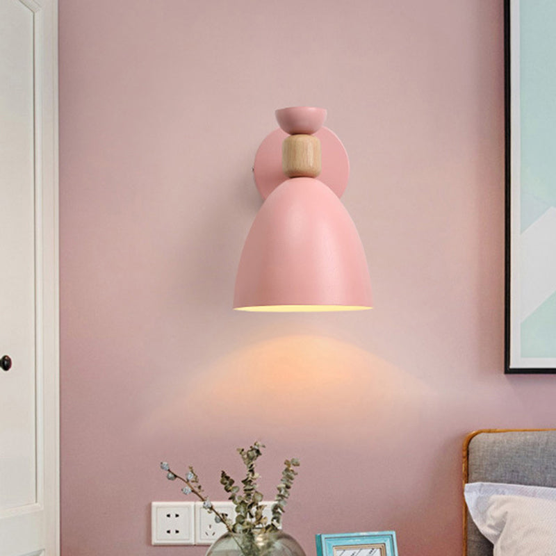 Lisslune | Single bedside wall reading lamp Macaron adjustable wall lamp with bell metal shade