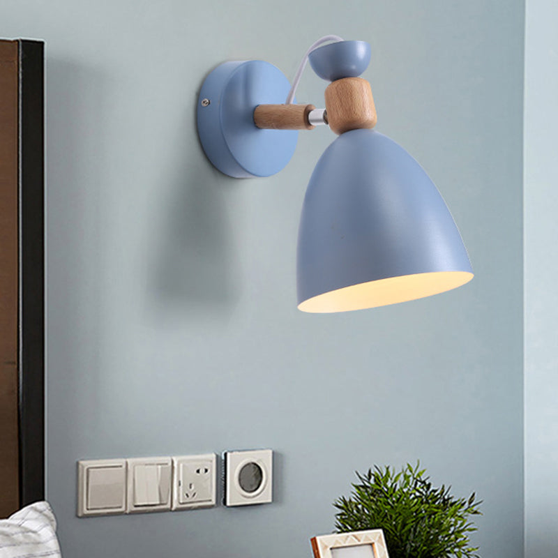 Lisslune | Single bedside wall reading lamp Macaron adjustable wall lamp with bell metal shade