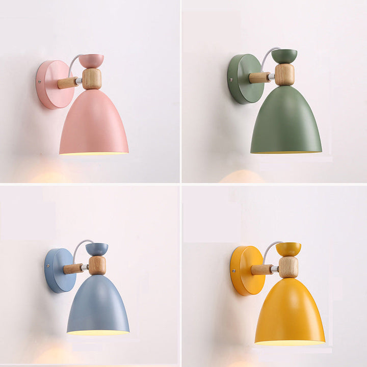 Lisslune | Single bedside wall reading lamp Macaron adjustable wall lamp with bell metal shade