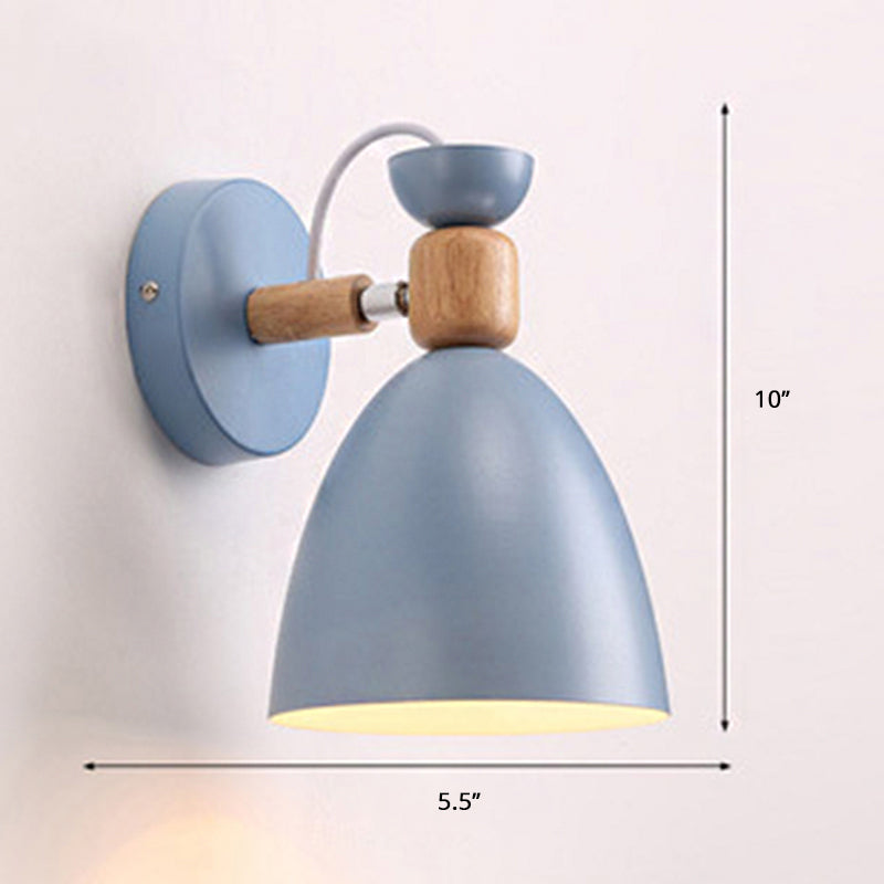 Lisslune | Single bedside wall reading lamp Macaron adjustable wall lamp with bell metal shade