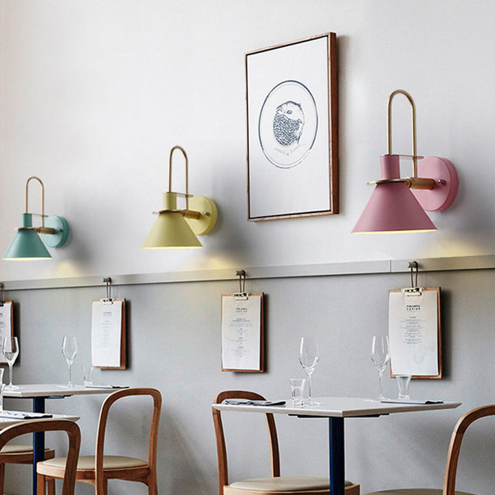 Lisslune | Macaron 1-Head Wall Light Bugle-shaped Wall Lamp with Metal Shade for Bedroom