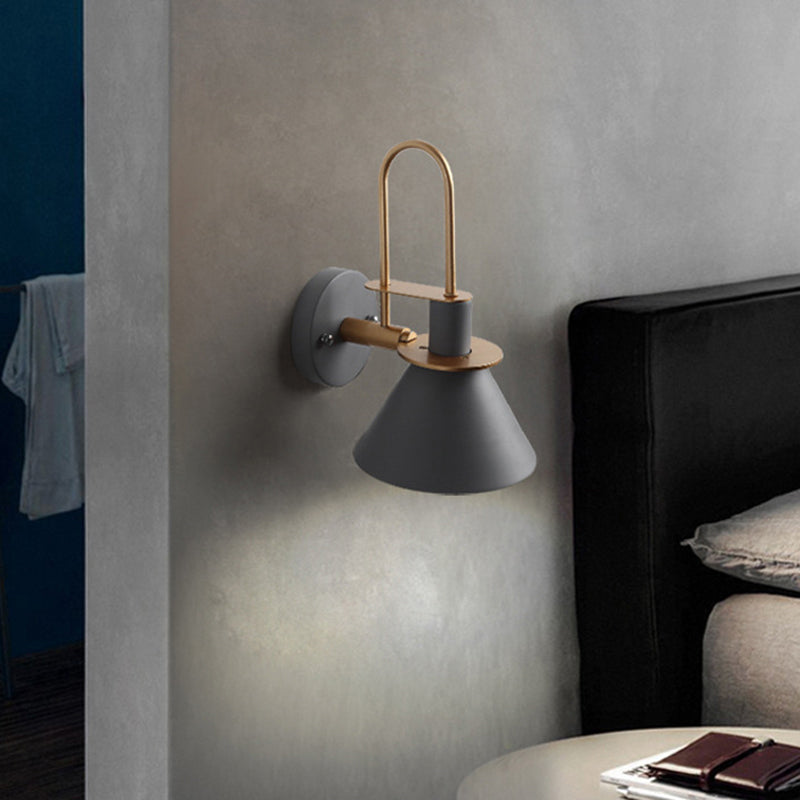 Lisslune | Macaron 1-Head Wall Light Bugle-shaped Wall Lamp with Metal Shade for Bedroom