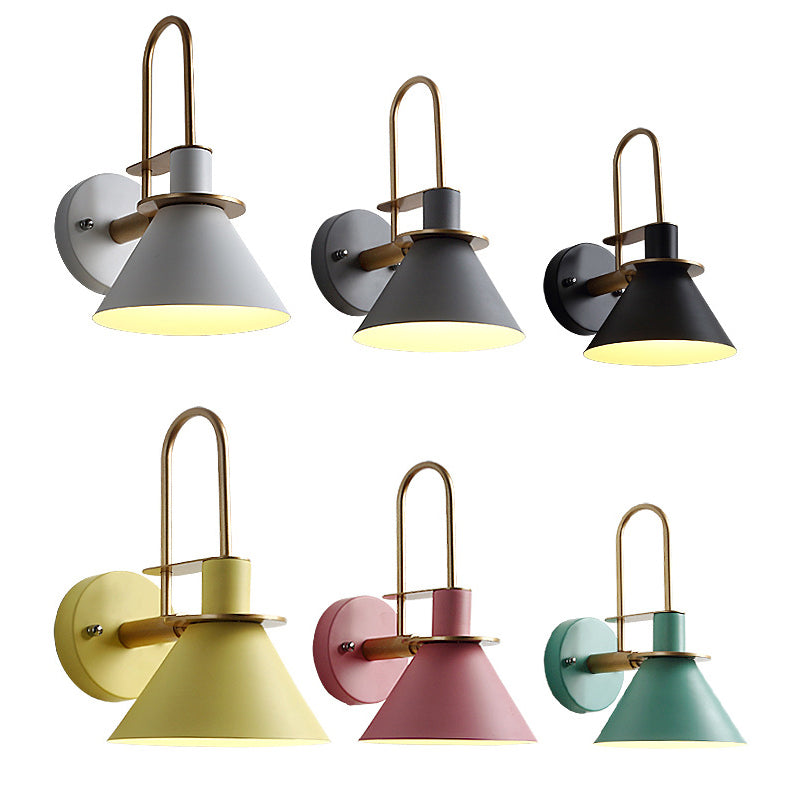 Lisslune | Macaron 1-Head Wall Light Bugle-shaped Wall Lamp with Metal Shade for Bedroom