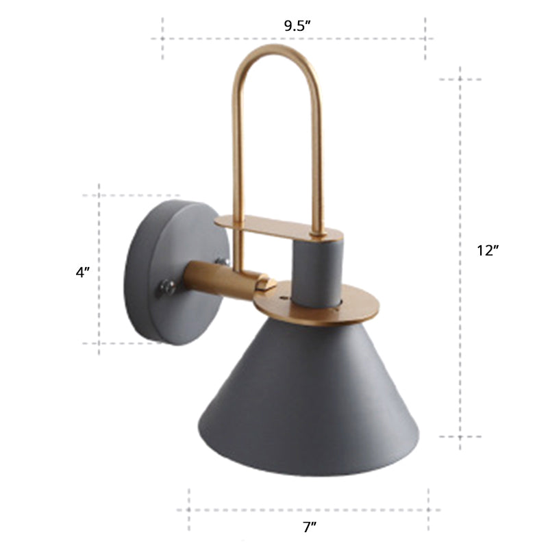 Lisslune | Macaron 1-Head Wall Light Bugle-shaped Wall Lamp with Metal Shade for Bedroom