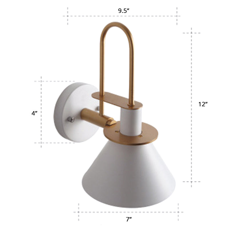 Lisslune | Macaron 1-Head Wall Light Bugle-shaped Wall Lamp with Metal Shade for Bedroom