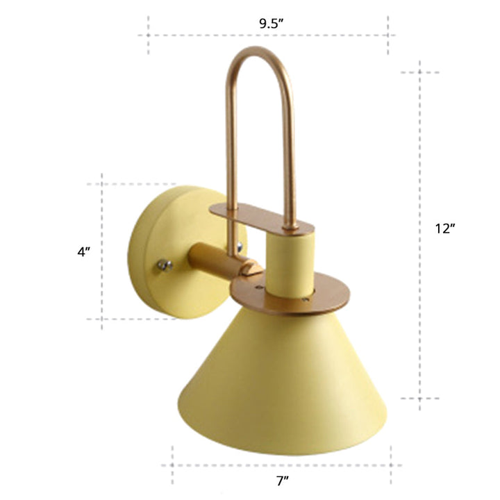 Lisslune | Macaron 1-Head Wall Light Bugle-shaped Wall Lamp with Metal Shade for Bedroom
