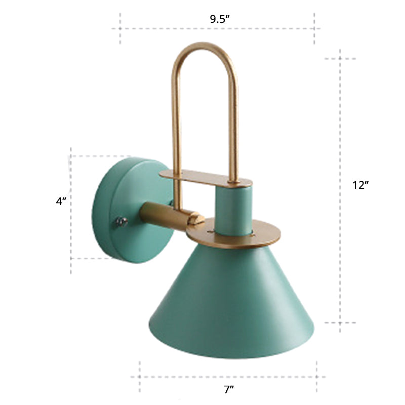 Lisslune | Macaron 1-Head Wall Light Bugle-shaped Wall Lamp with Metal Shade for Bedroom