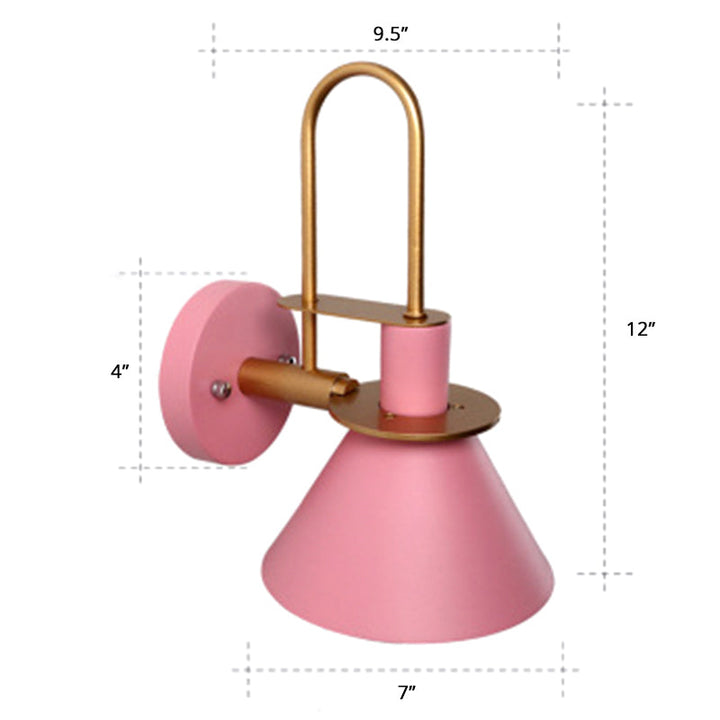 Lisslune | Macaron 1-Head Wall Light Bugle-shaped Wall Lamp with Metal Shade for Bedroom