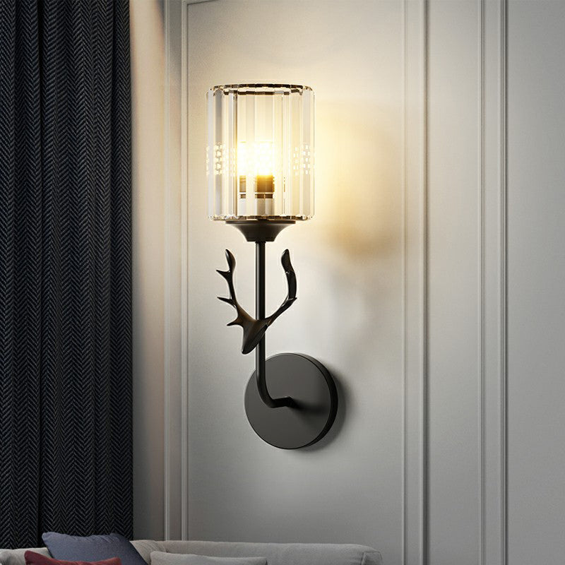 Lisslune | Cylinder Wall Mount Light Nordic Crystal Prism Wall Lamp with Coral Widget