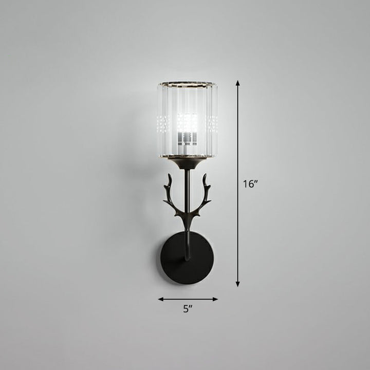 Lisslune | Cylinder Wall Mount Light Nordic Crystal Prism Wall Lamp with Coral Widget