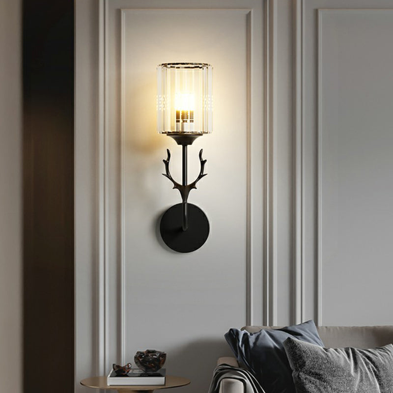 Lisslune | Cylinder Wall Mount Light Nordic Crystal Prism Wall Lamp with Coral Widget