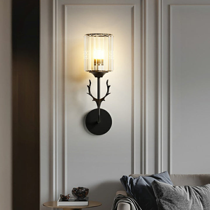 Lisslune | Cylinder Wall Mount Light Nordic Crystal Prism Wall Lamp with Coral Widget