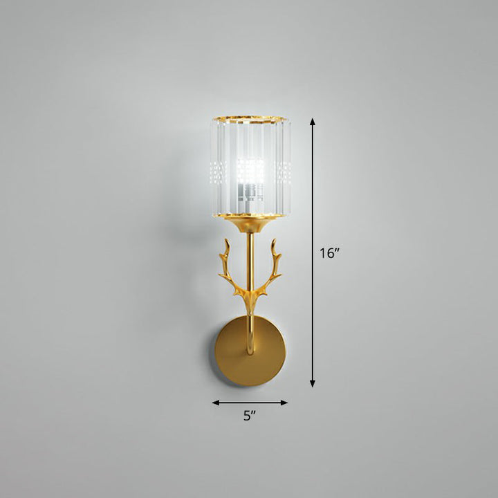 Lisslune | Cylinder Wall Mount Light Nordic Crystal Prism Wall Lamp with Coral Widget