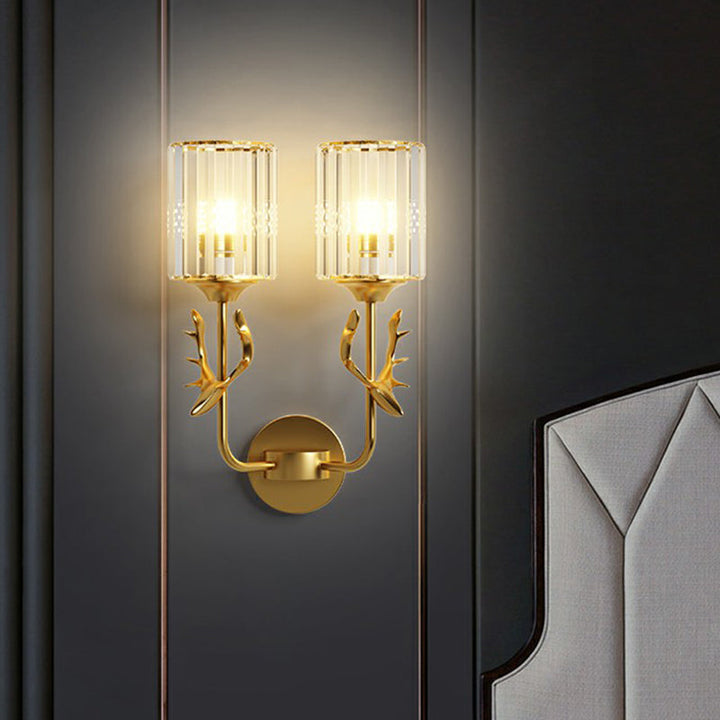 Lisslune | Cylinder Wall Mount Light Nordic Crystal Prism Wall Lamp with Coral Widget