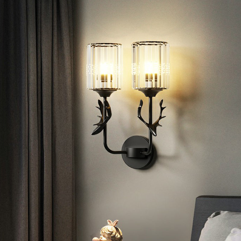 Lisslune | Cylinder Wall Mount Light Nordic Crystal Prism Wall Lamp with Coral Widget