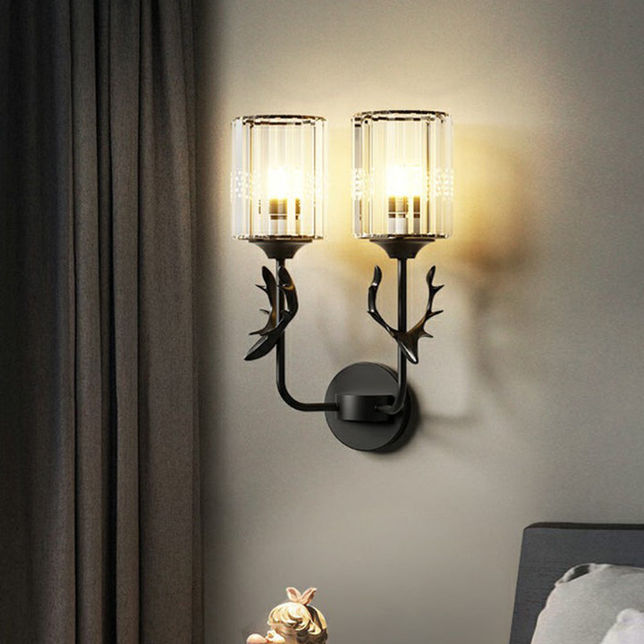 Lisslune | Cylinder Wall Mount Light Nordic Crystal Prism Wall Lamp with Coral Widget