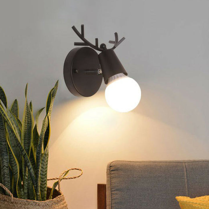 Lisslune | Antler Wall Light for Reading Nordic Metal 1-Light Nightstand Lamp with Pivot Joint
