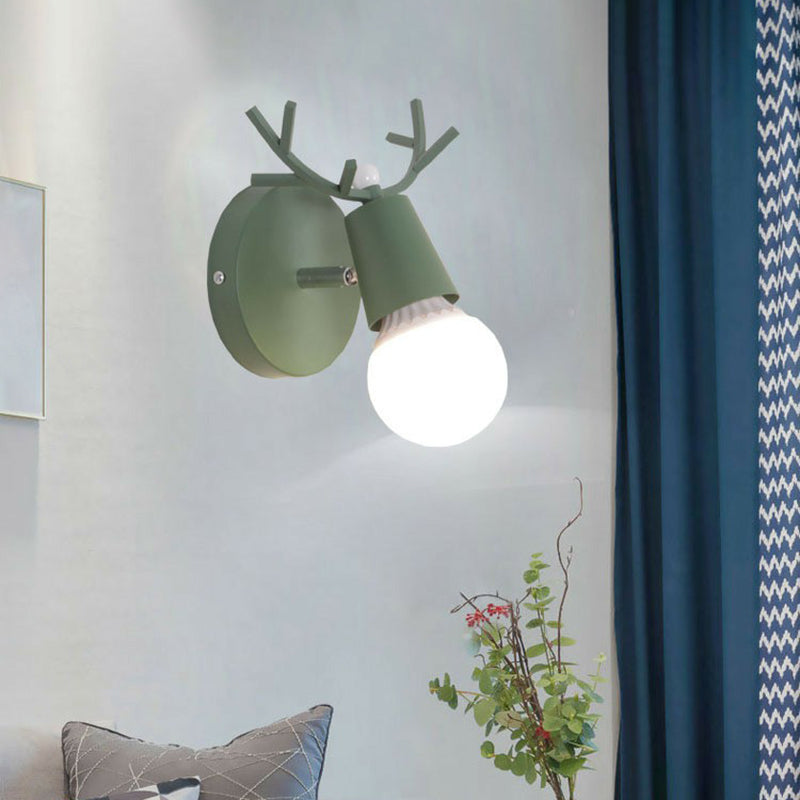 Lisslune | Antler Wall Light for Reading Nordic Metal 1-Light Nightstand Lamp with Pivot Joint