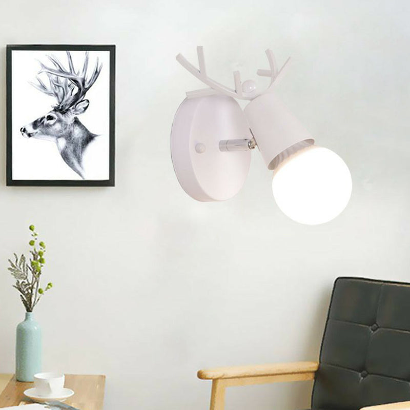 Lisslune | Antler Wall Light for Reading Nordic Metal 1-Light Nightstand Lamp with Pivot Joint