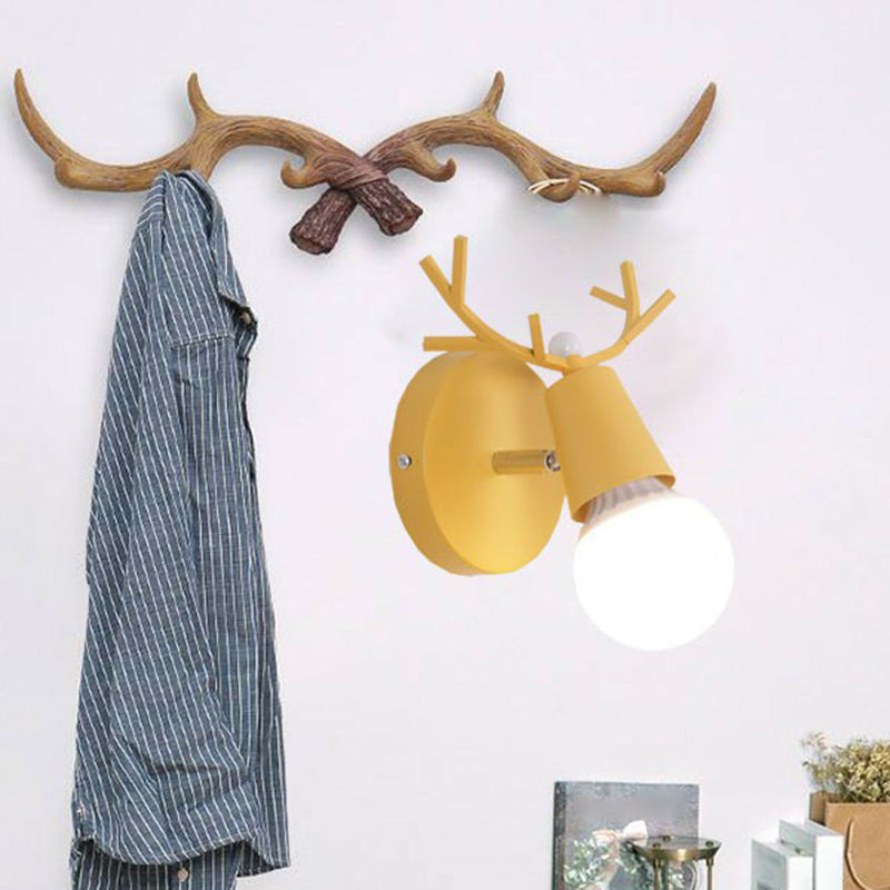 Lisslune | Antler Wall Light for Reading Nordic Metal 1-Light Nightstand Lamp with Pivot Joint