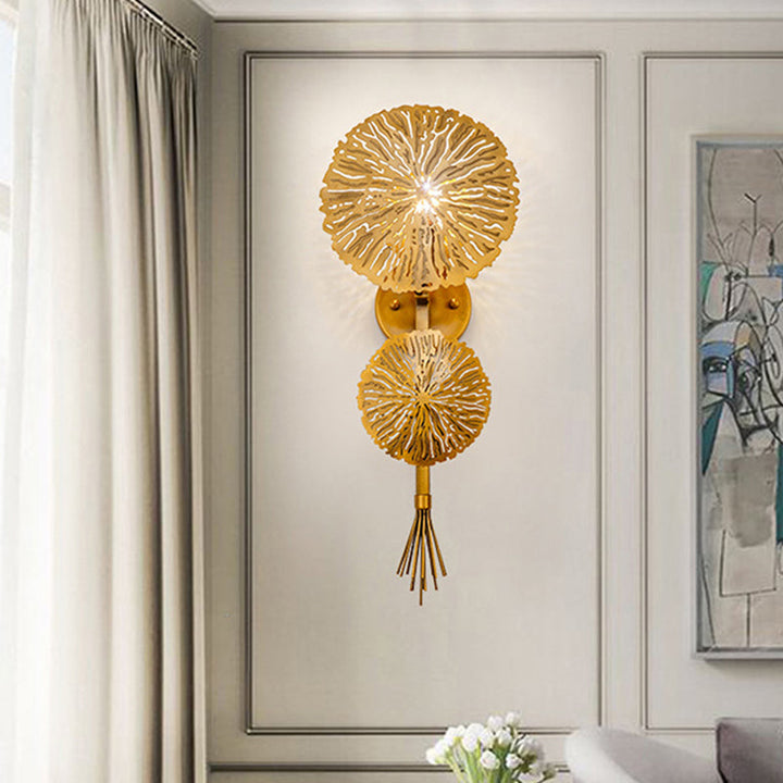 Skørter | Traditional Round Wall Mount Lighting Metal 1 Head Wall Lamps in Gold