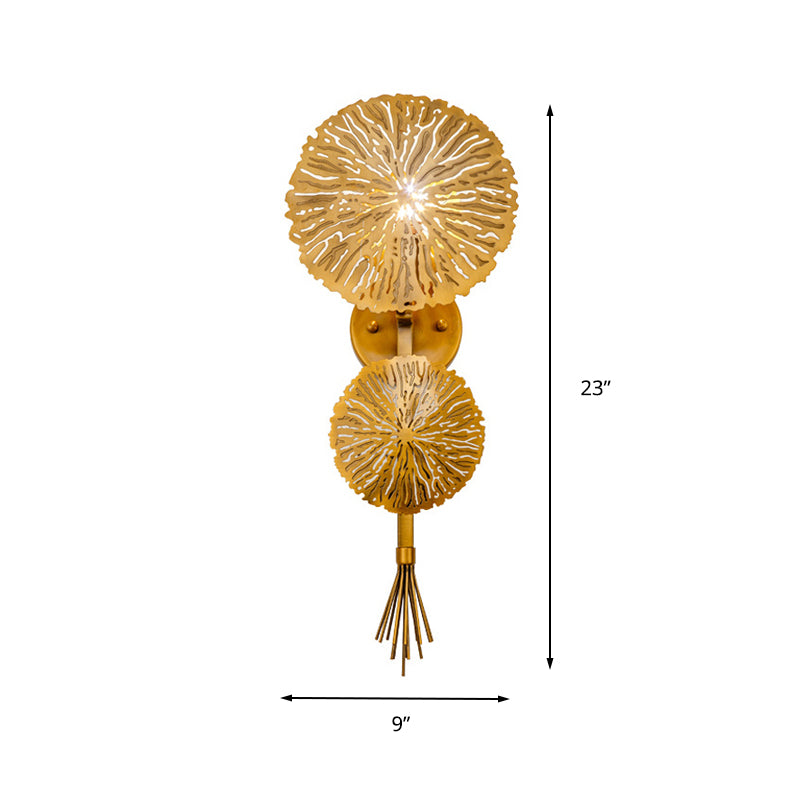 Skørter | Traditional Round Wall Mount Lighting Metal 1 Head Wall Lamps in Gold