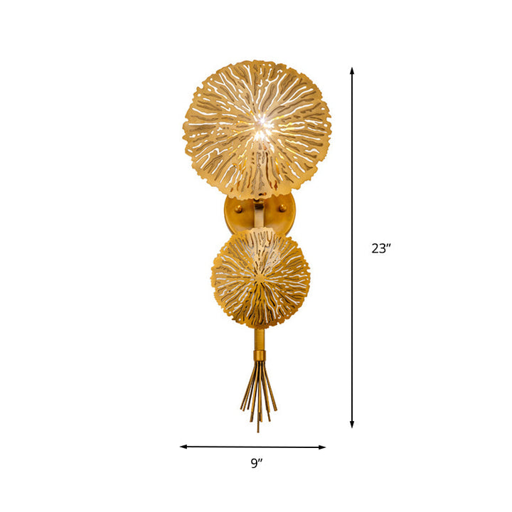 Skørter | Traditional Round Wall Mount Lighting Metal 1 Head Wall Lamps in Gold