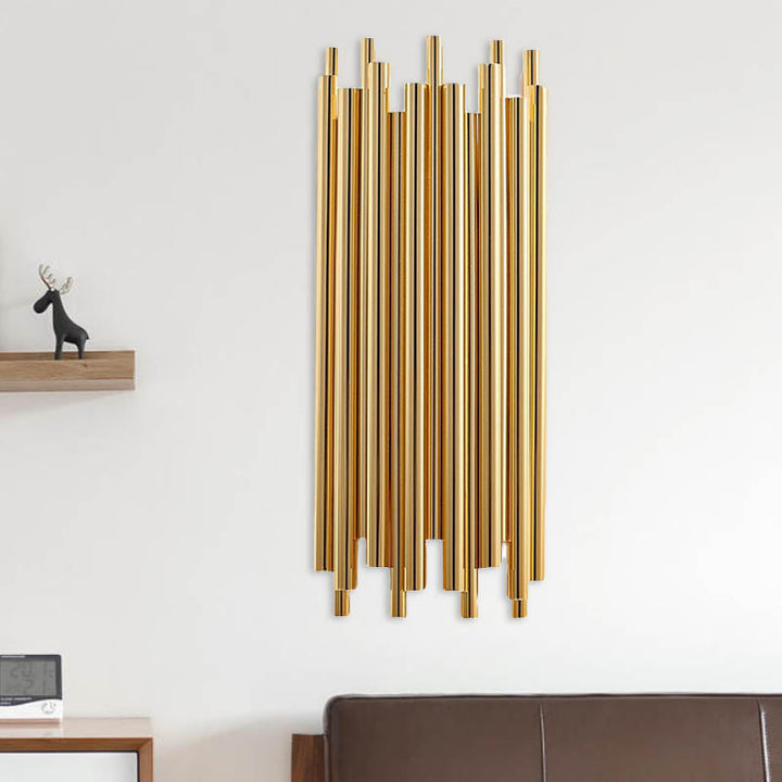 Skørter | 16"/19.5" Width Pipe Wall Lamp Traditional Metal 4 Heads Gold Wall Light for Living Room