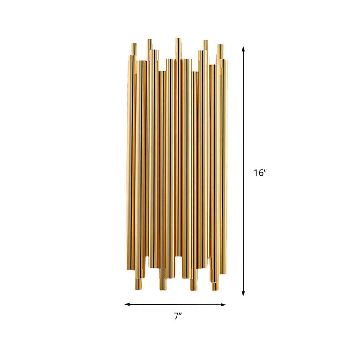 Skørter | 16"/19.5" Width Pipe Wall Lamp Traditional Metal 4 Heads Gold Wall Light for Living Room