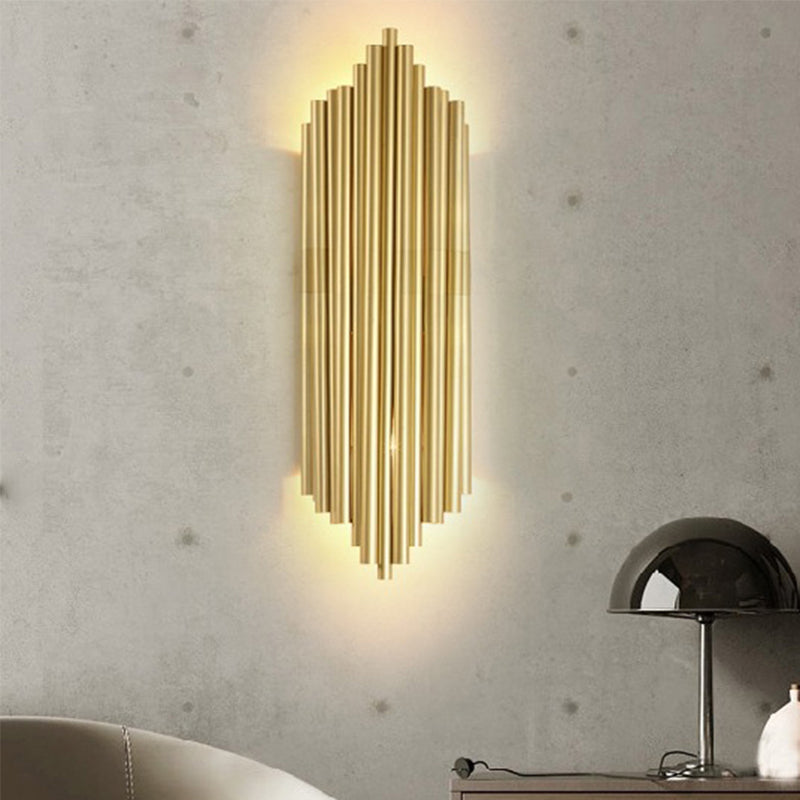 Skørter | 16"/19.5" Width Pipe Wall Lamp Traditional Metal 4 Heads Gold Wall Light for Living Room