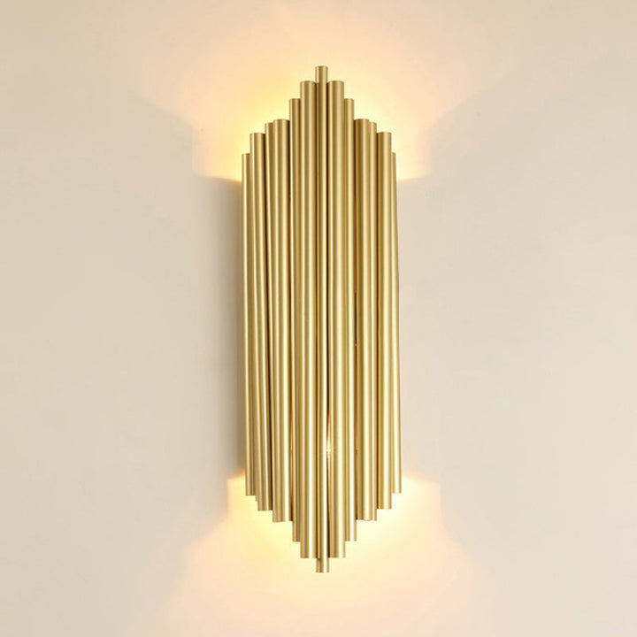 Skørter | 16"/19.5" Width Pipe Wall Lamp Traditional Metal 4 Heads Gold Wall Light for Living Room