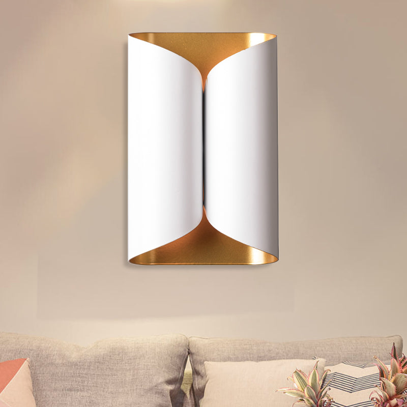 Skørter | Traditional Twist Wall Lamp Metal 2 Heads Wall Light Fixture in White for Living Room