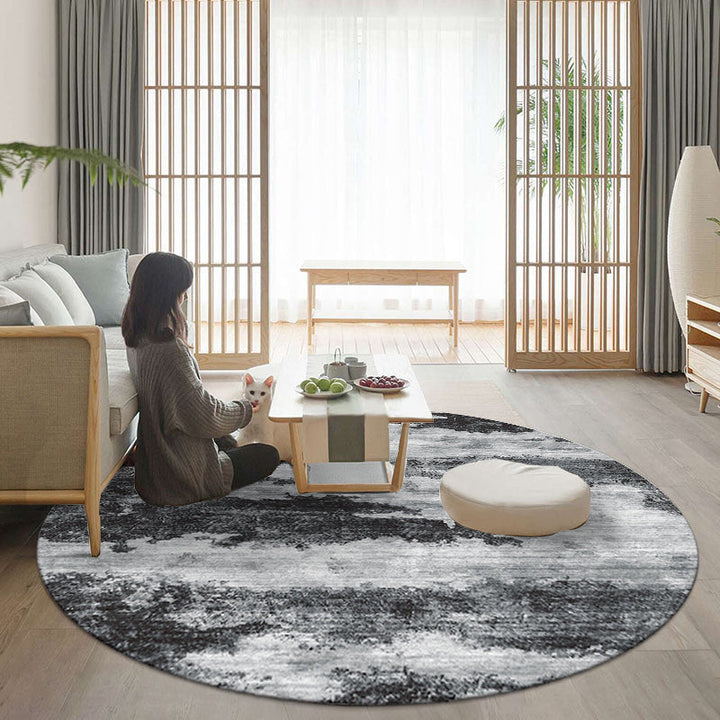 Lisslune | Cozy abstract print rug multicolored polypropylene area rug non-slip backing easy care indoor rug for living room