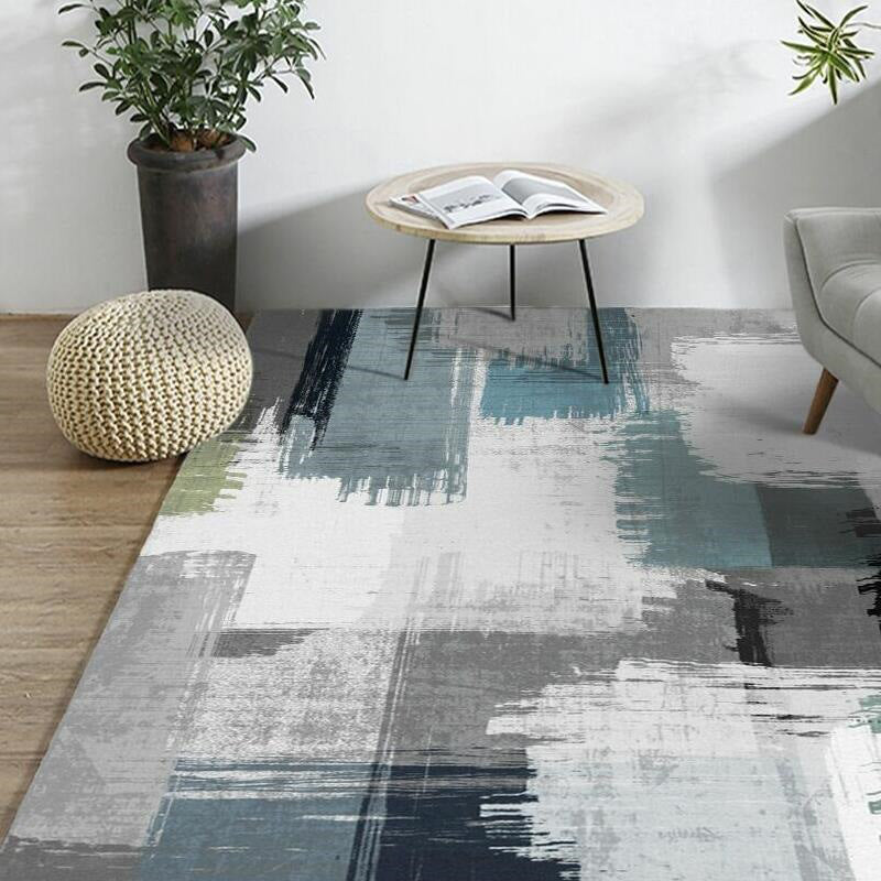 Lisslune | Green decorative mat Scandinavian abstract printed carpet for indoor non-slip underlay pet-friendly carpet