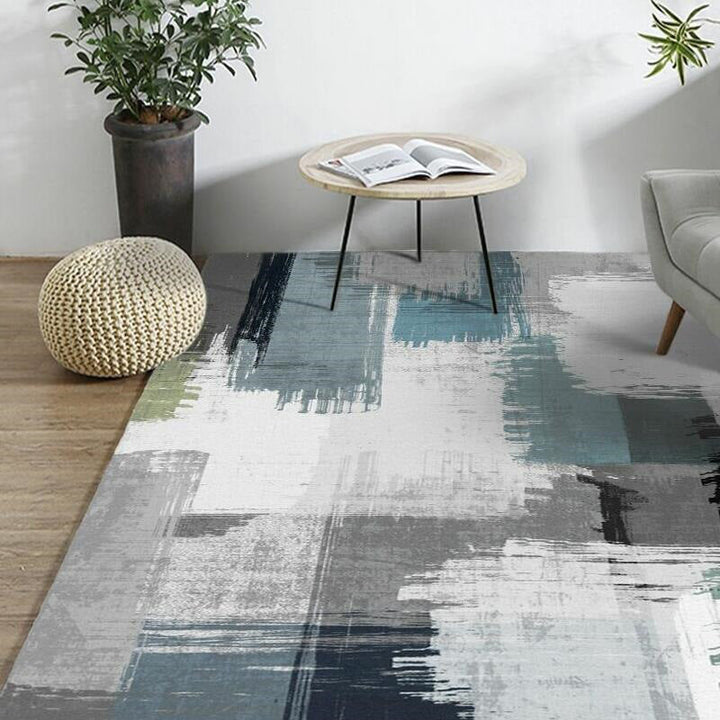 Lisslune | Green decorative mat Scandinavian abstract printed carpet for indoor non-slip underlay pet-friendly carpet