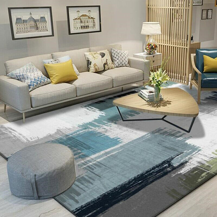 Lisslune | Green decorative mat Scandinavian abstract printed carpet for indoor non-slip underlay pet-friendly carpet