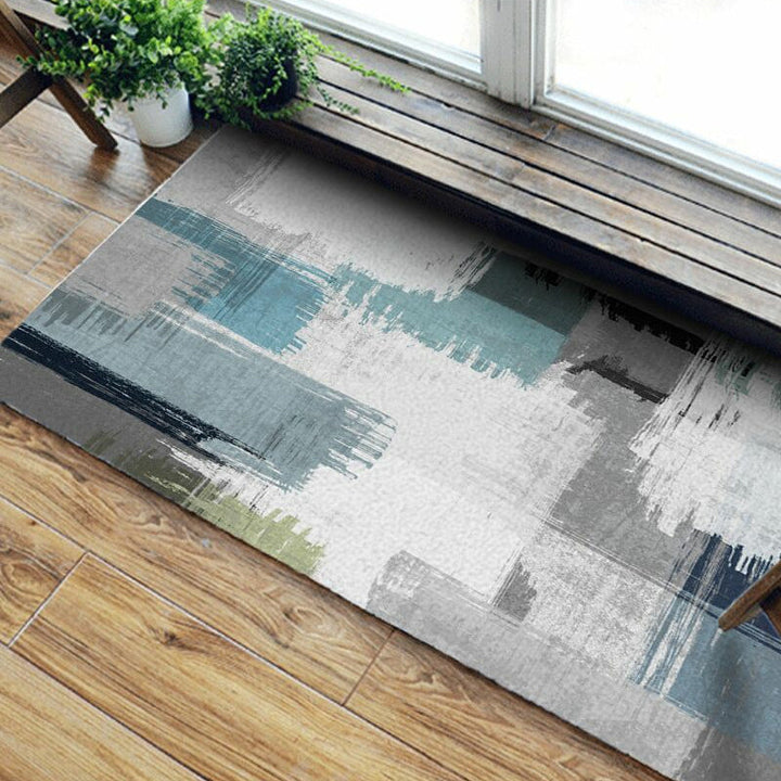 Lisslune | Green decorative mat Scandinavian abstract printed carpet for indoor non-slip underlay pet-friendly carpet