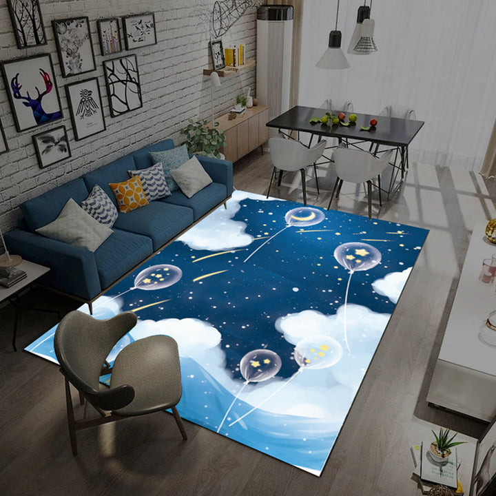Lisslune | Trendy Living Room Rug Multi-Colored Room Pattern Rug Synthetic Anti-Slip Back Pet-Friendly Rug